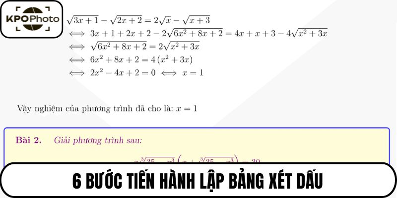 6 bước tiến hành lập bảng xét dấu