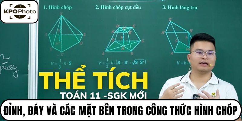 Đỉnh, đáy và các mặt bên trong công thức hình chóp