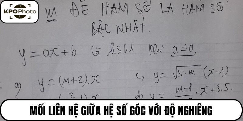 Mối liên hệ giữa hệ số góc với độ nghiêng